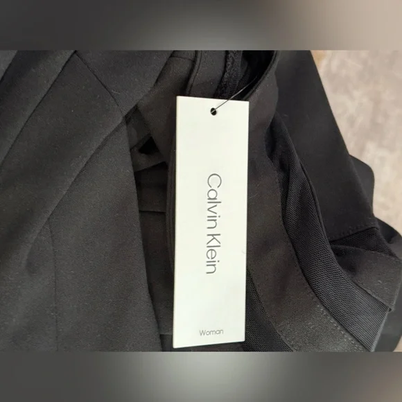 NWT Calvin Klein Black Dress Sheer cuff Sleeves and hem Knee length 16W 18W - Picture 10 of 12